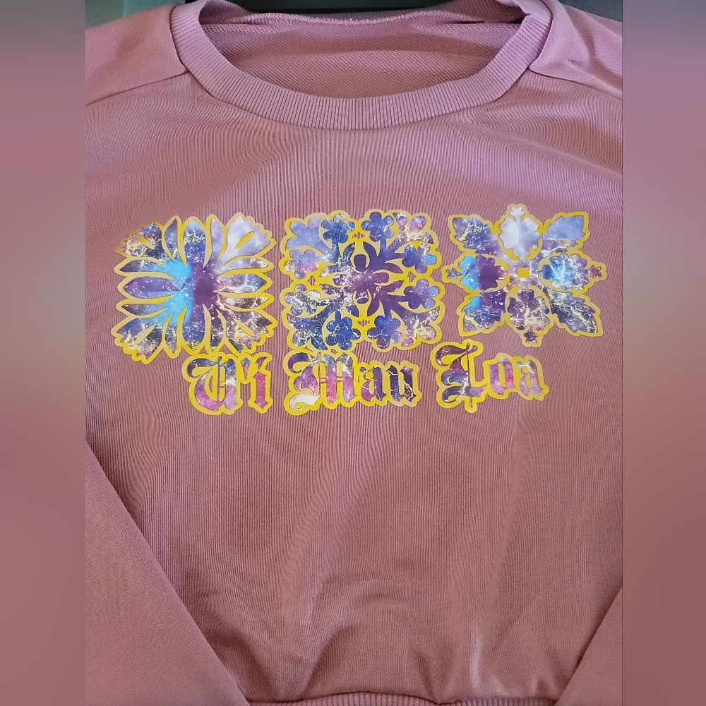Dusty Rose Crop Hawaiian Quilt Sweater